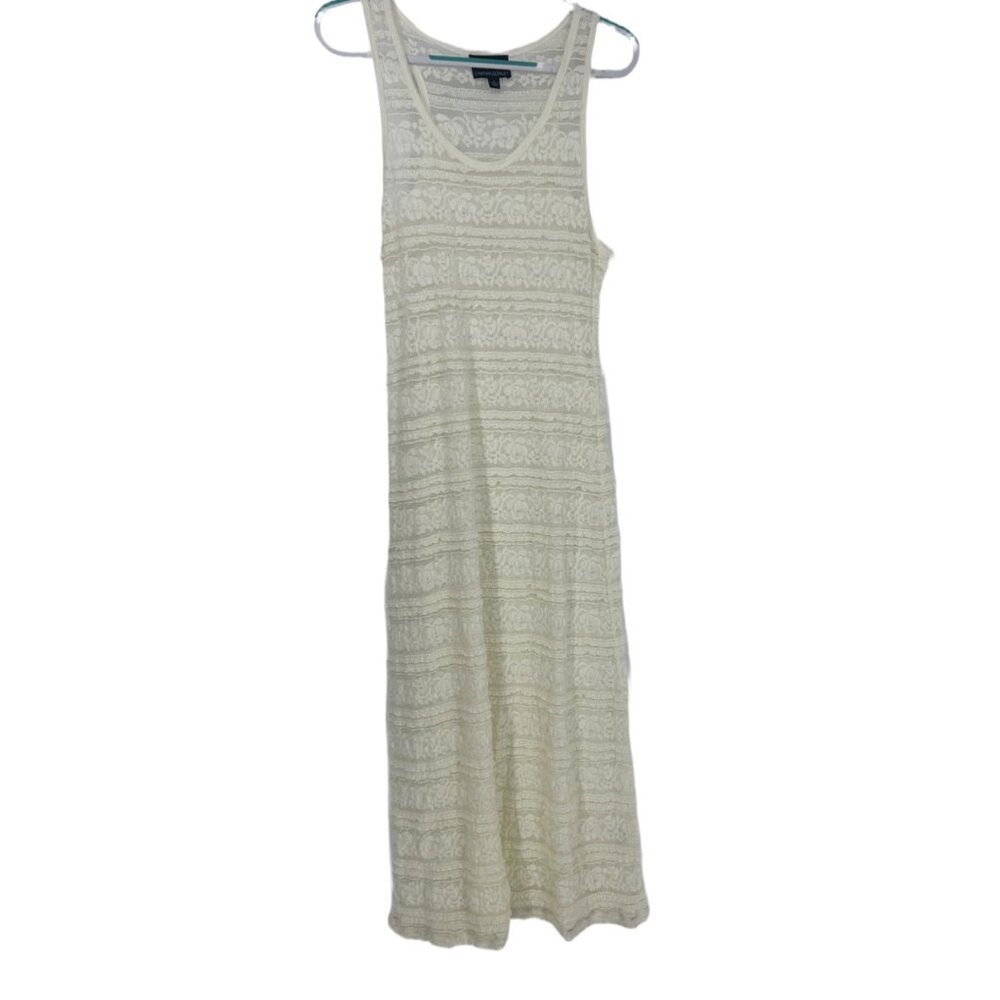 Vintage Cynthia Rowley Off White Sheer Lace Dress Large - Picture 2 of 4